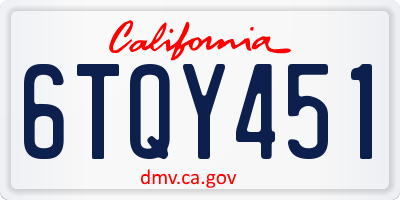 CA license plate 6TQY451