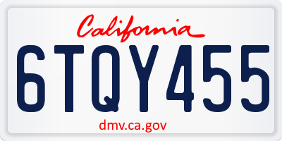 CA license plate 6TQY455
