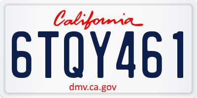 CA license plate 6TQY461