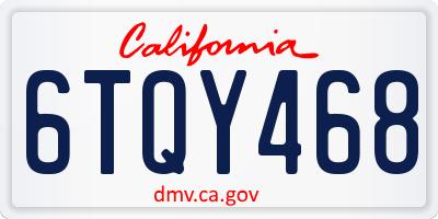 CA license plate 6TQY468