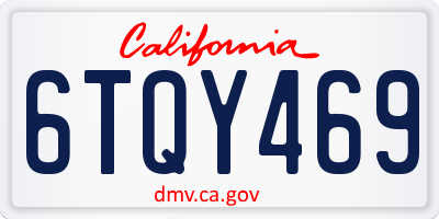 CA license plate 6TQY469