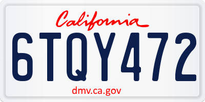 CA license plate 6TQY472