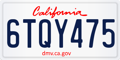 CA license plate 6TQY475
