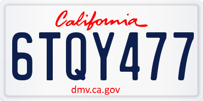 CA license plate 6TQY477