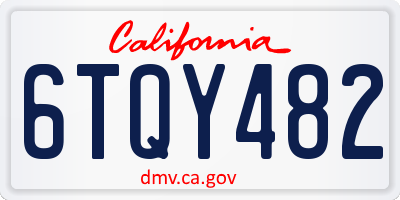 CA license plate 6TQY482