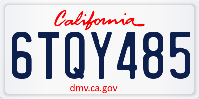 CA license plate 6TQY485