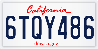 CA license plate 6TQY486