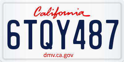 CA license plate 6TQY487