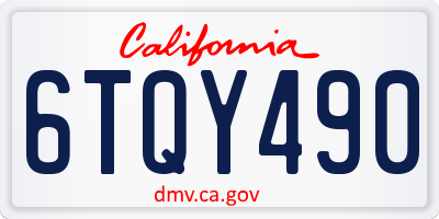 CA license plate 6TQY490