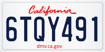 CA license plate 6TQY491