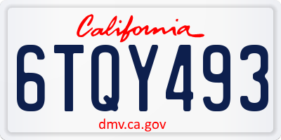 CA license plate 6TQY493