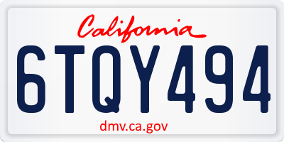 CA license plate 6TQY494