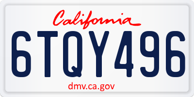 CA license plate 6TQY496