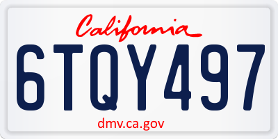 CA license plate 6TQY497
