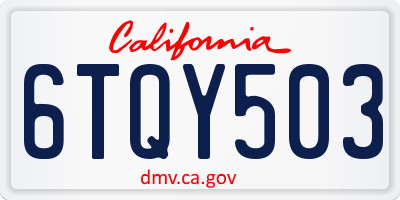 CA license plate 6TQY503