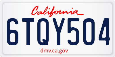 CA license plate 6TQY504