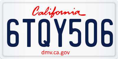 CA license plate 6TQY506