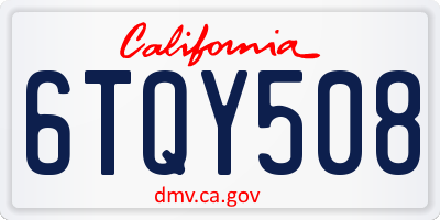 CA license plate 6TQY508