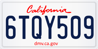 CA license plate 6TQY509