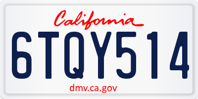 CA license plate 6TQY514