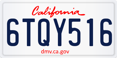 CA license plate 6TQY516