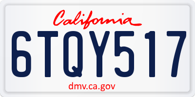 CA license plate 6TQY517