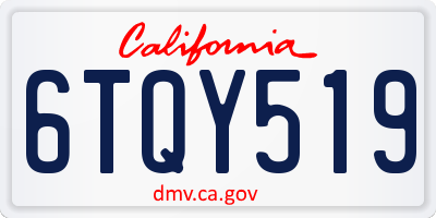 CA license plate 6TQY519