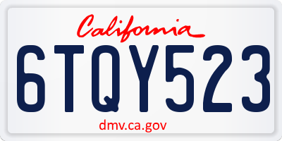 CA license plate 6TQY523
