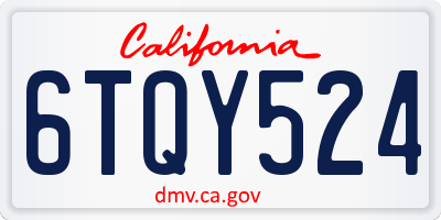 CA license plate 6TQY524