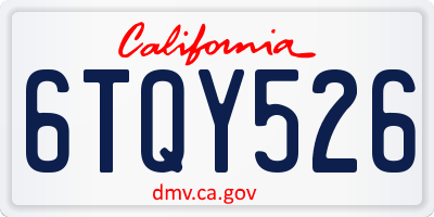 CA license plate 6TQY526