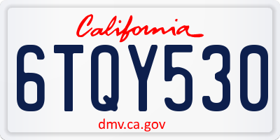 CA license plate 6TQY530