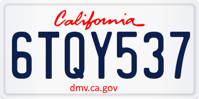 CA license plate 6TQY537