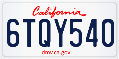 CA license plate 6TQY540