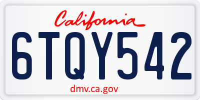 CA license plate 6TQY542