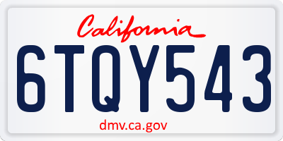 CA license plate 6TQY543