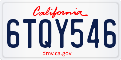 CA license plate 6TQY546