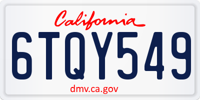 CA license plate 6TQY549