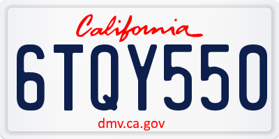 CA license plate 6TQY550