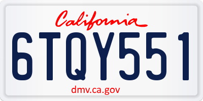 CA license plate 6TQY551