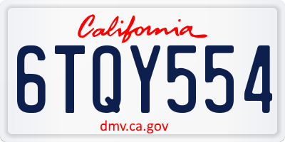 CA license plate 6TQY554