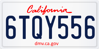 CA license plate 6TQY556