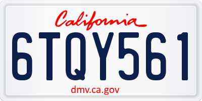 CA license plate 6TQY561