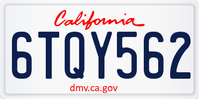 CA license plate 6TQY562