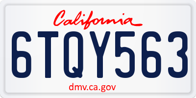 CA license plate 6TQY563