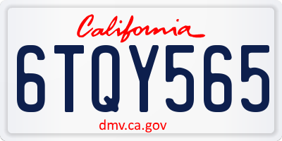 CA license plate 6TQY565