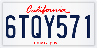 CA license plate 6TQY571