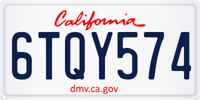CA license plate 6TQY574
