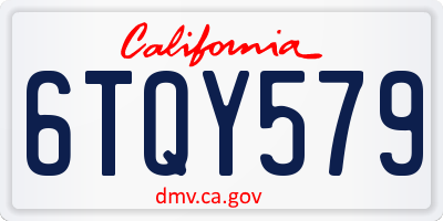 CA license plate 6TQY579