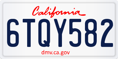 CA license plate 6TQY582