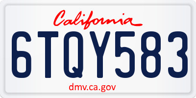 CA license plate 6TQY583